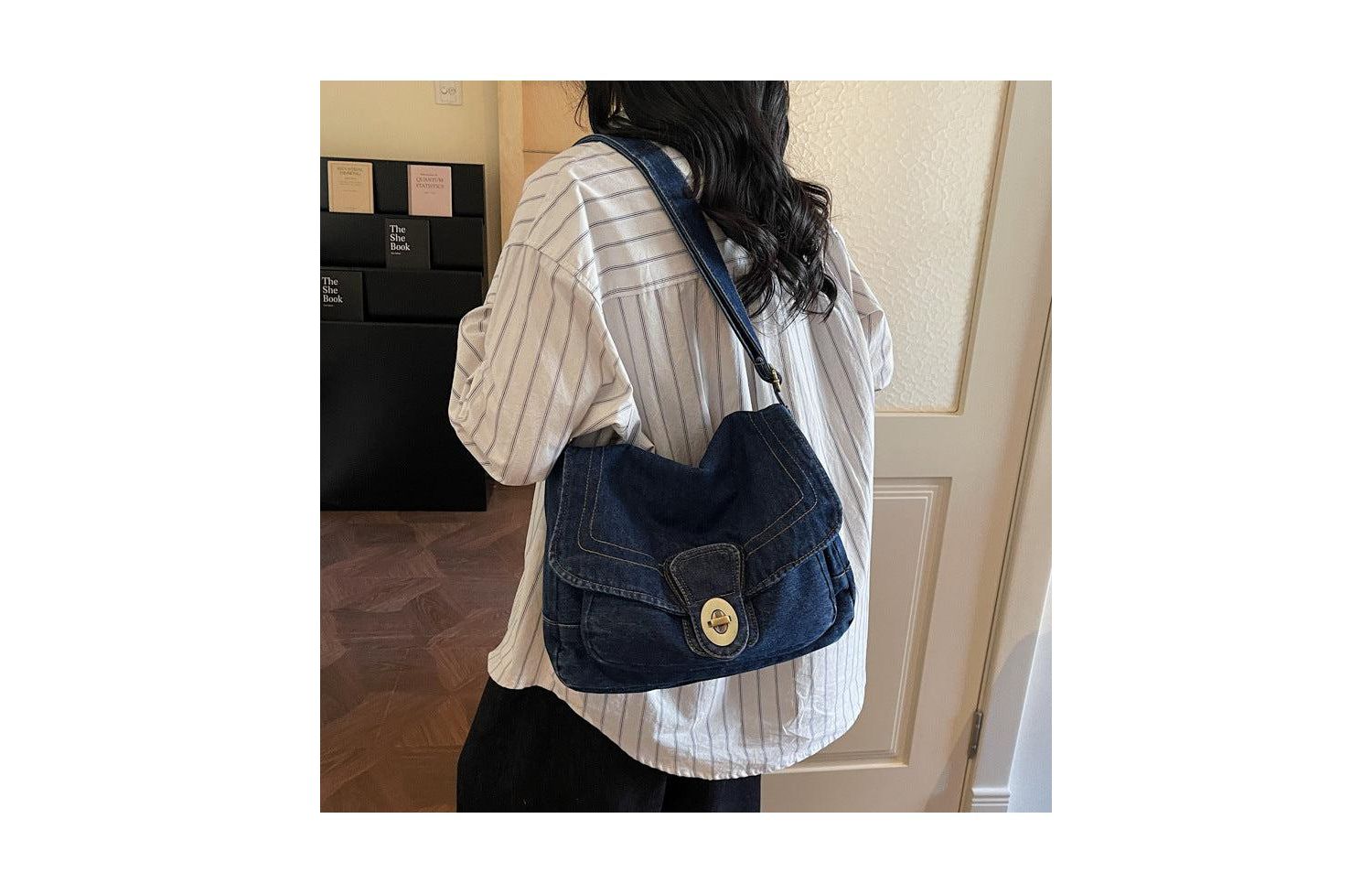 Luma Denim Flap Shoulder Bag Crossbody Purse Casual Blue Jean Handbag Adjustable Strap Everyday Small Medium Messenger Bag