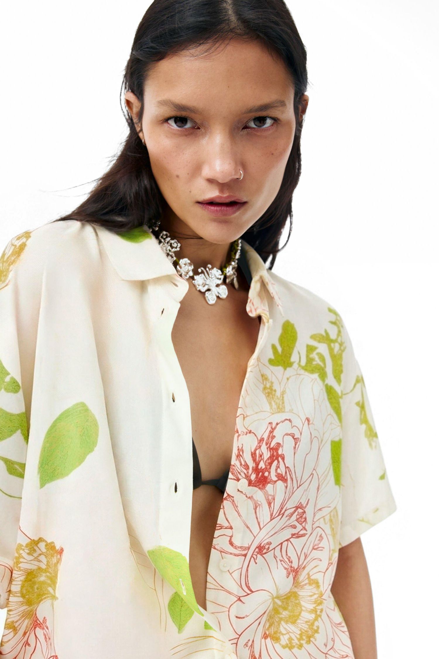 Women's Short-sleeved floral shirt