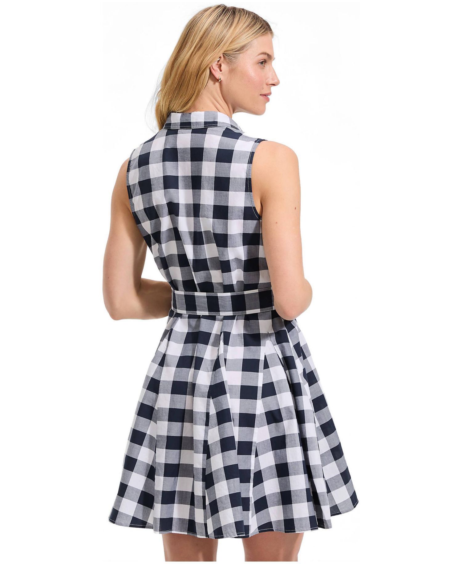 Women's Poplin Button Front Dress with Godets