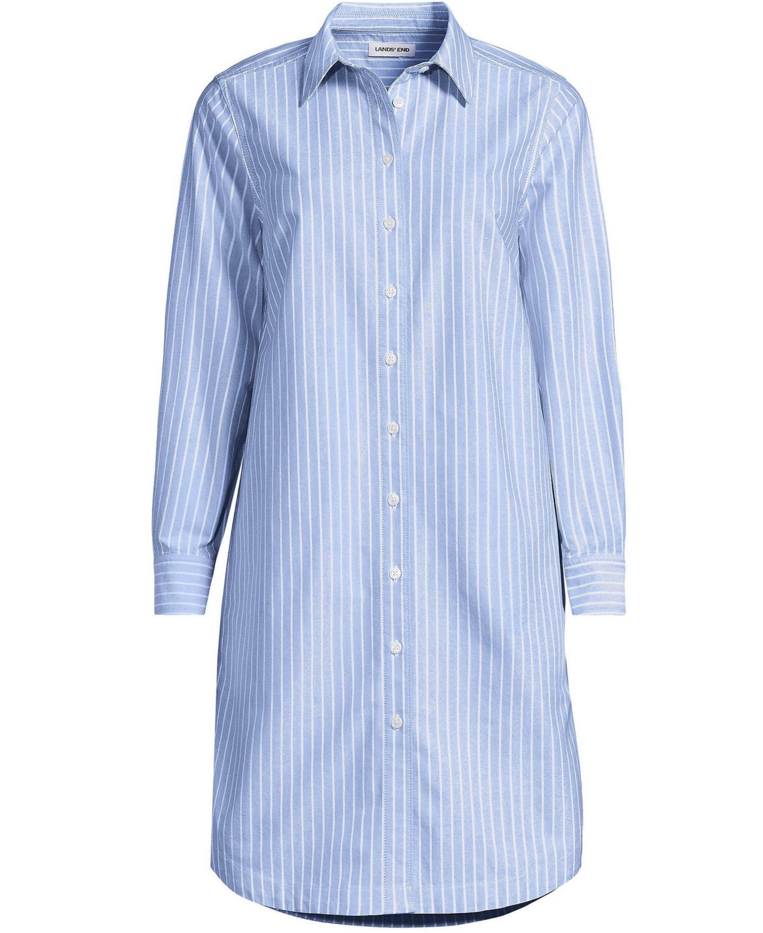Women's Oxford Long Sleeve Button Front Shirt Dress