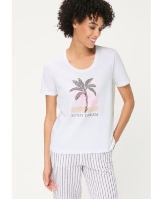 Women's Embroidered Placement Print T-Shirt
