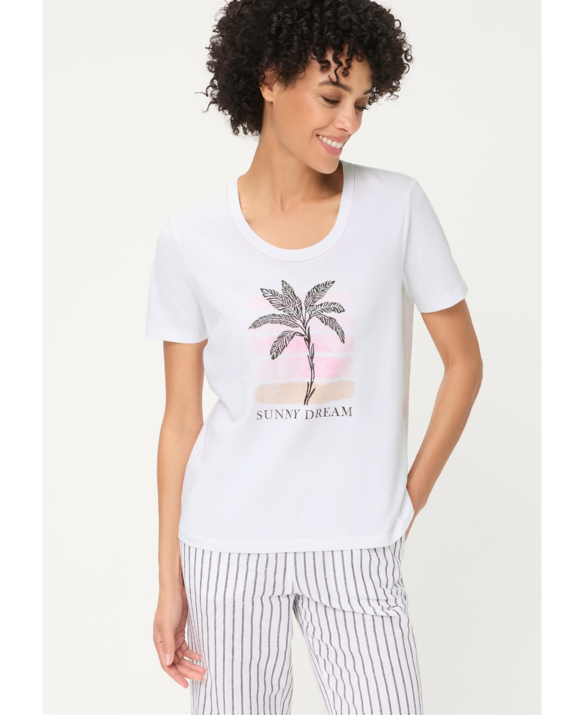 Olsen Women's Embroidered Placement Print T-Shirt