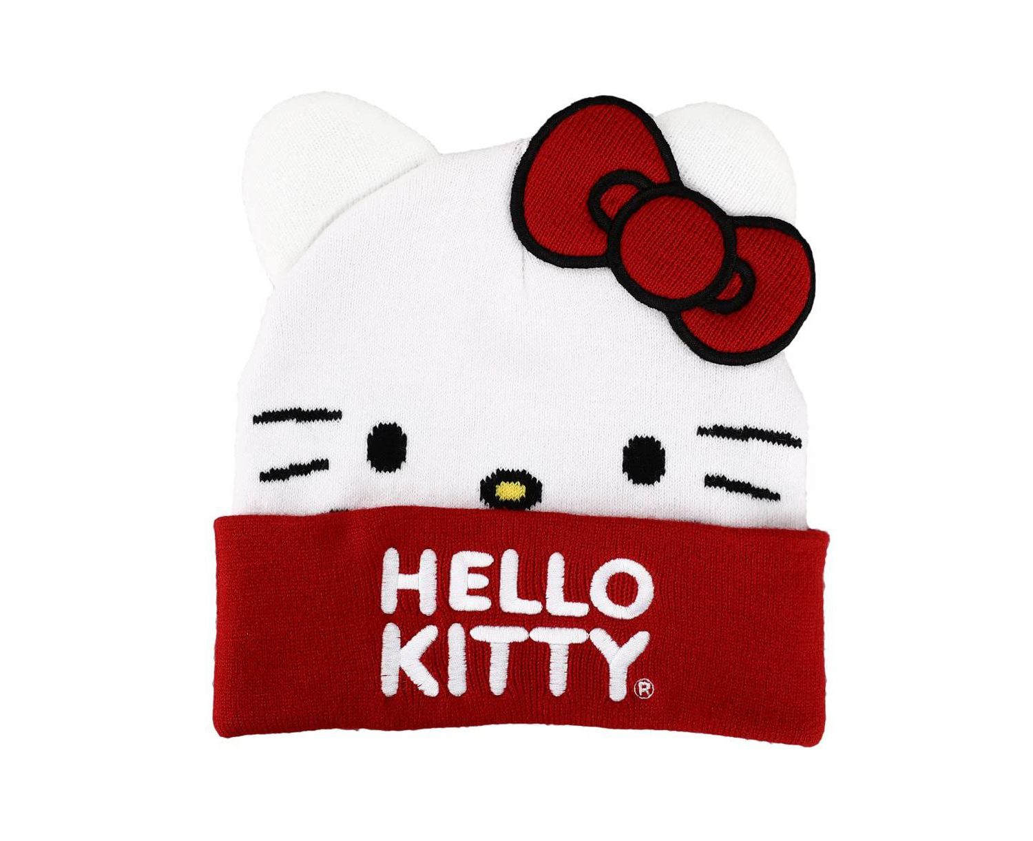 Men's Sanrio Face Bow Embroidered Beanie Hat for Adults