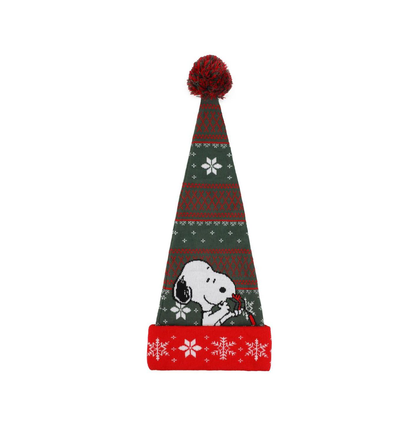 Мужской головной убор Peanuts Snoopy With Present Red and Green Santa Hat, цвет: Красный — фото 5