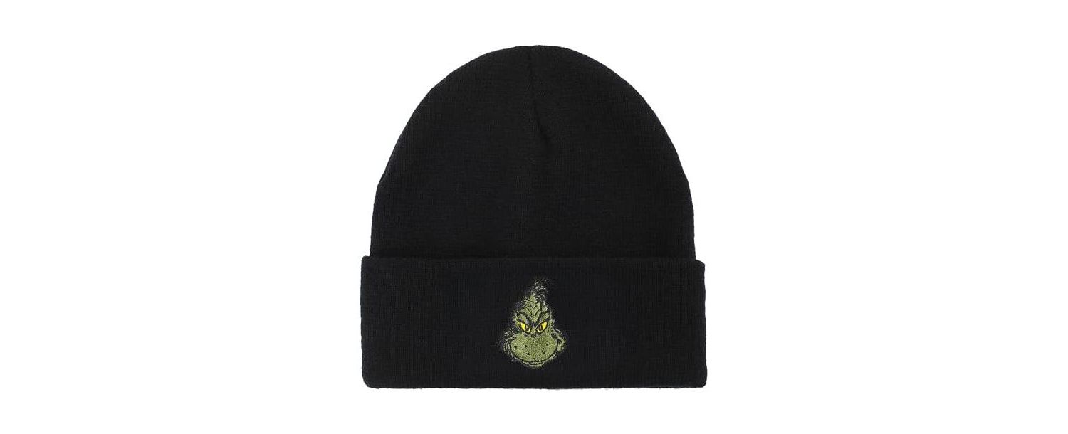 Men's Embroidery Black Acrylic Yarn Standard Cuff Beanie
