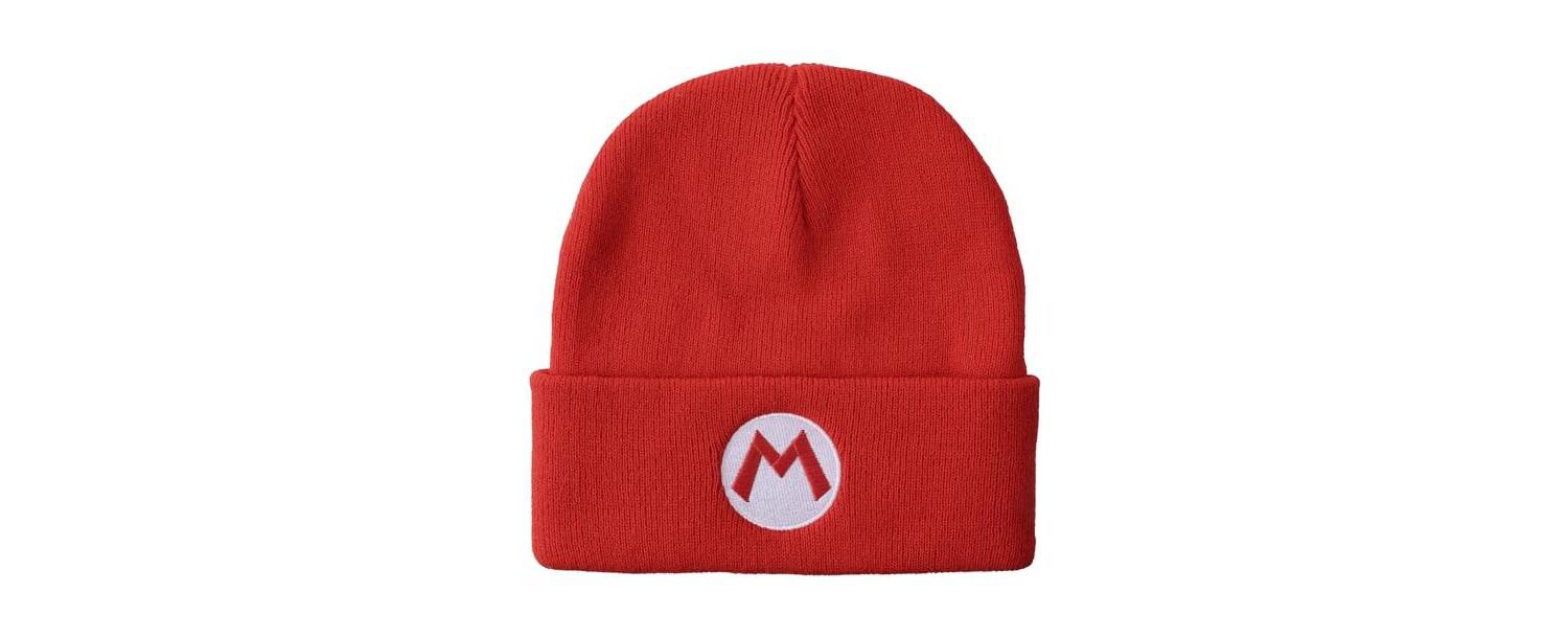 Men's Embroidered M Logo On Red Cuff Beanie