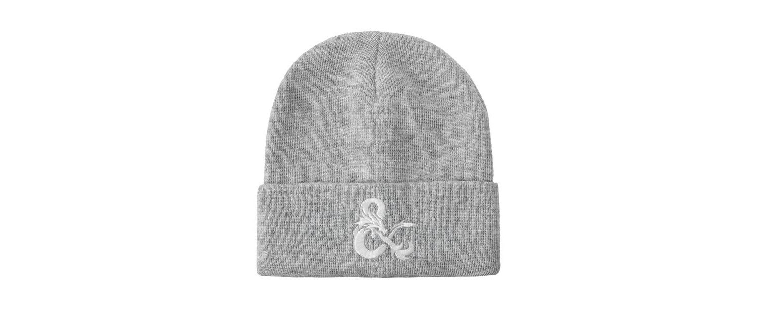 Men's Dungeons and Dragons Ampersand Logo Embroidery Heather Gray Acrylic Knit Cuff Beanie