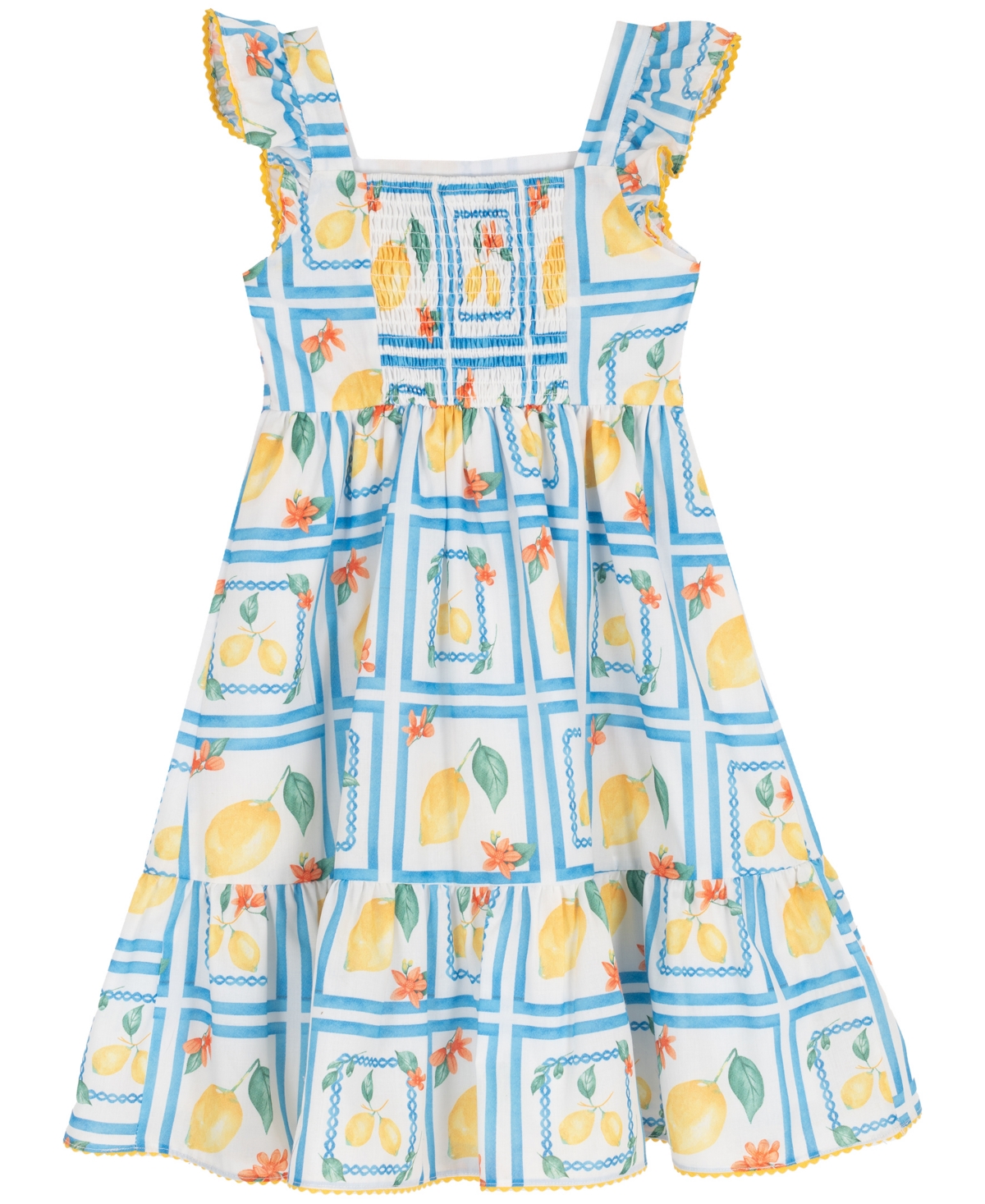 Rare Editions Girls' 2T-6X Printed Flutter-Sleeve Two-Tier Skirt Dress