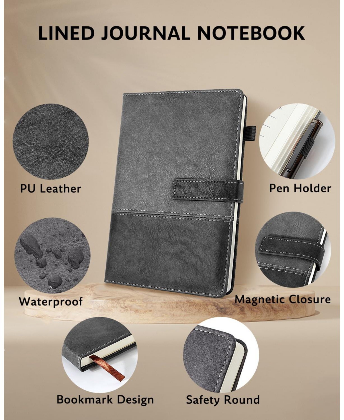 Gnuadz This A5 leather notebook is suitable for daily writing, note-taking, and office use 240 pages