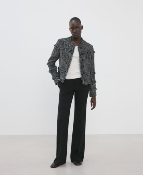 Женские куртки MANGO Frayed Ends Tweed Jacket