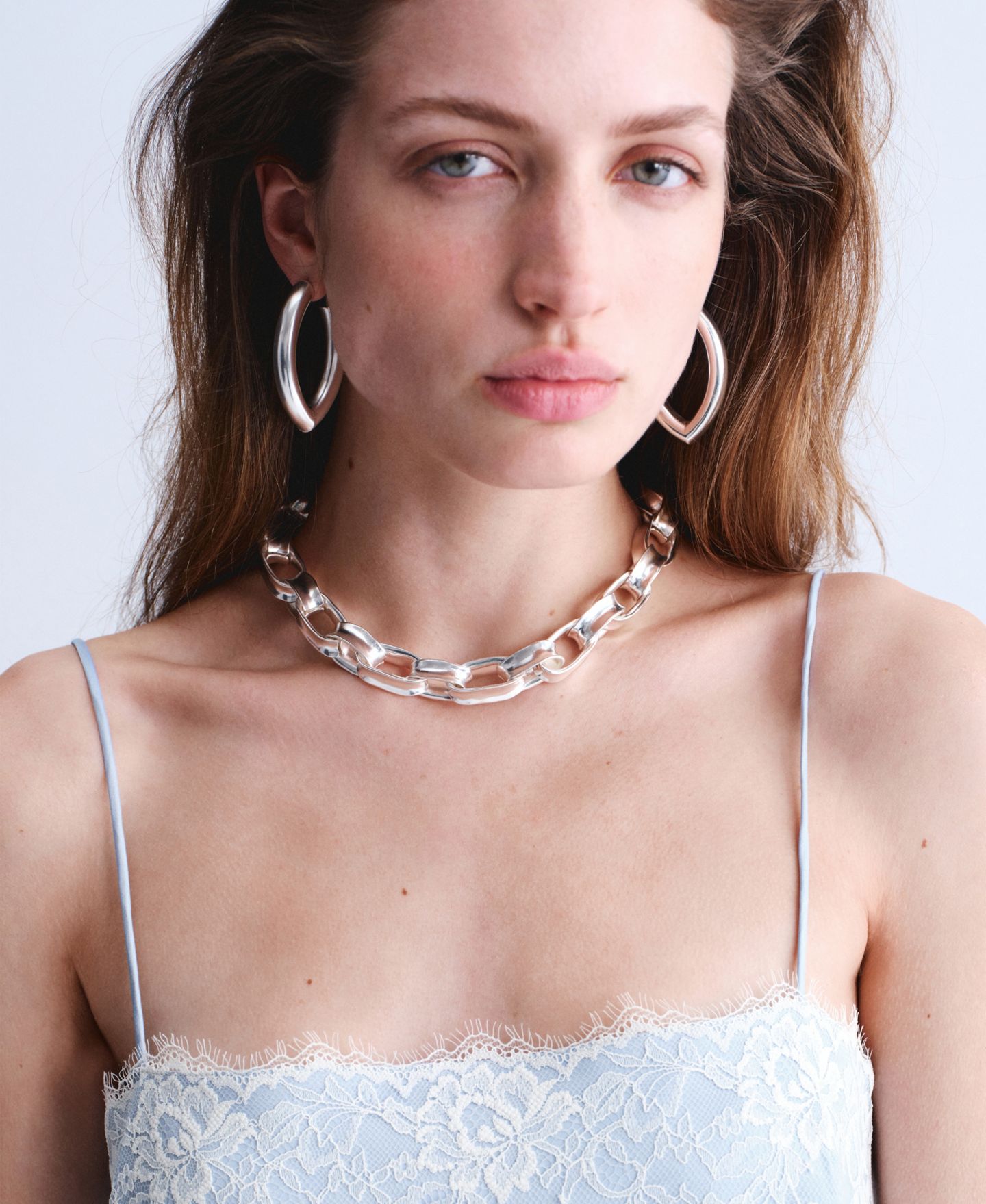 Женское платье Mango Lace Camisole, цвет: Небесно-голубой — фото 6