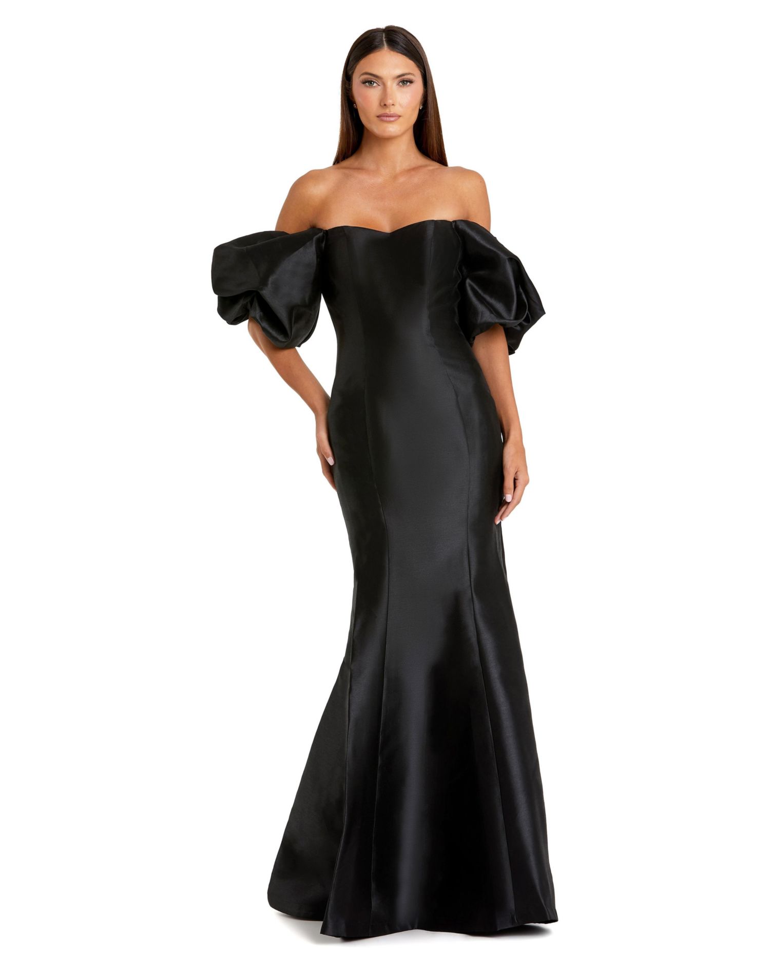 Petite Sweetheart Off The Shoulder Puff Sleeve Gown