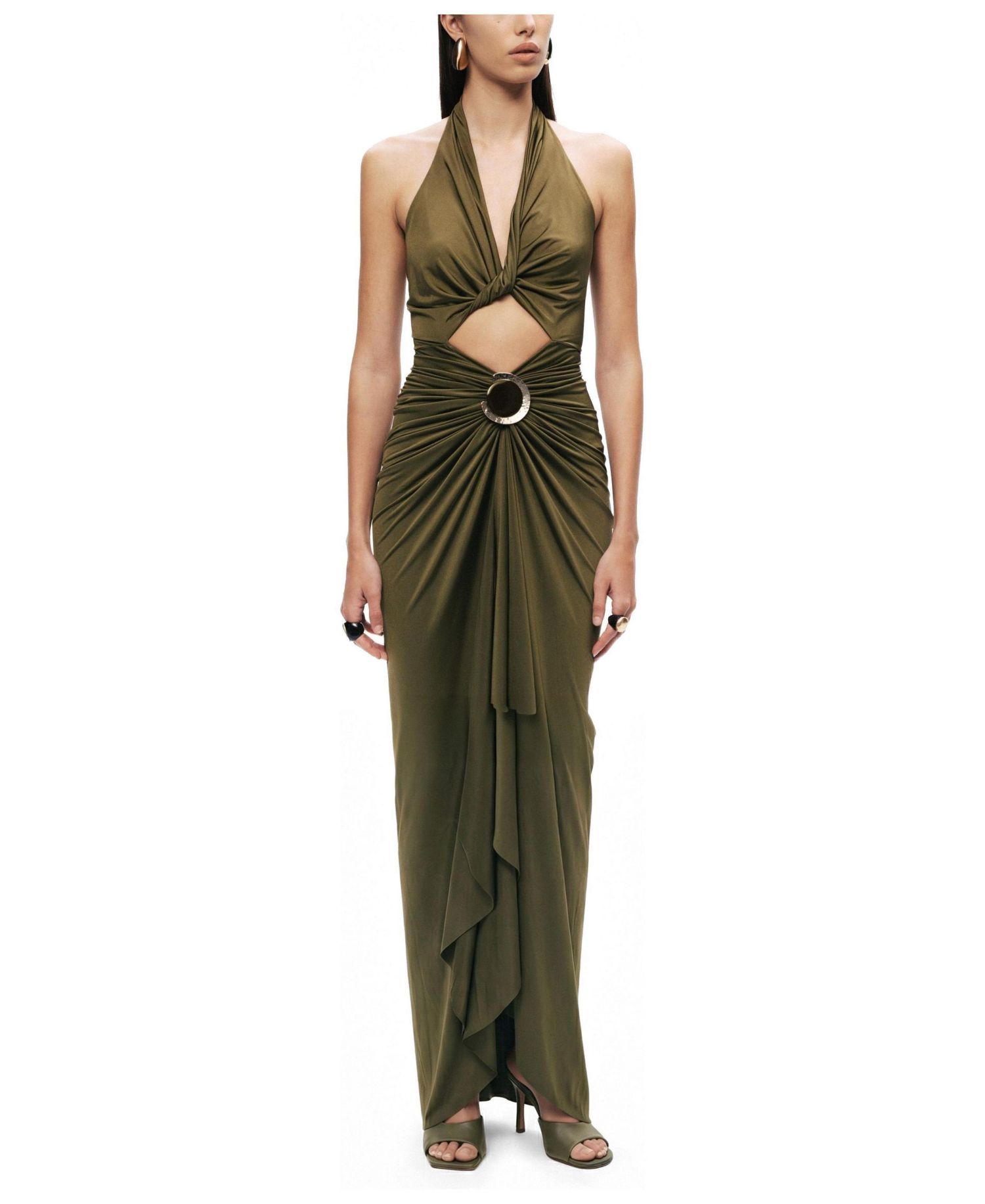 Women's Cut-Out Halter Maxi Dress