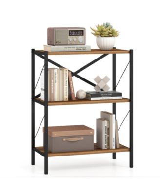 3-Tier Bookshelf Industrial Bookcase with Heavy-Duty Metal Frame Book Holder