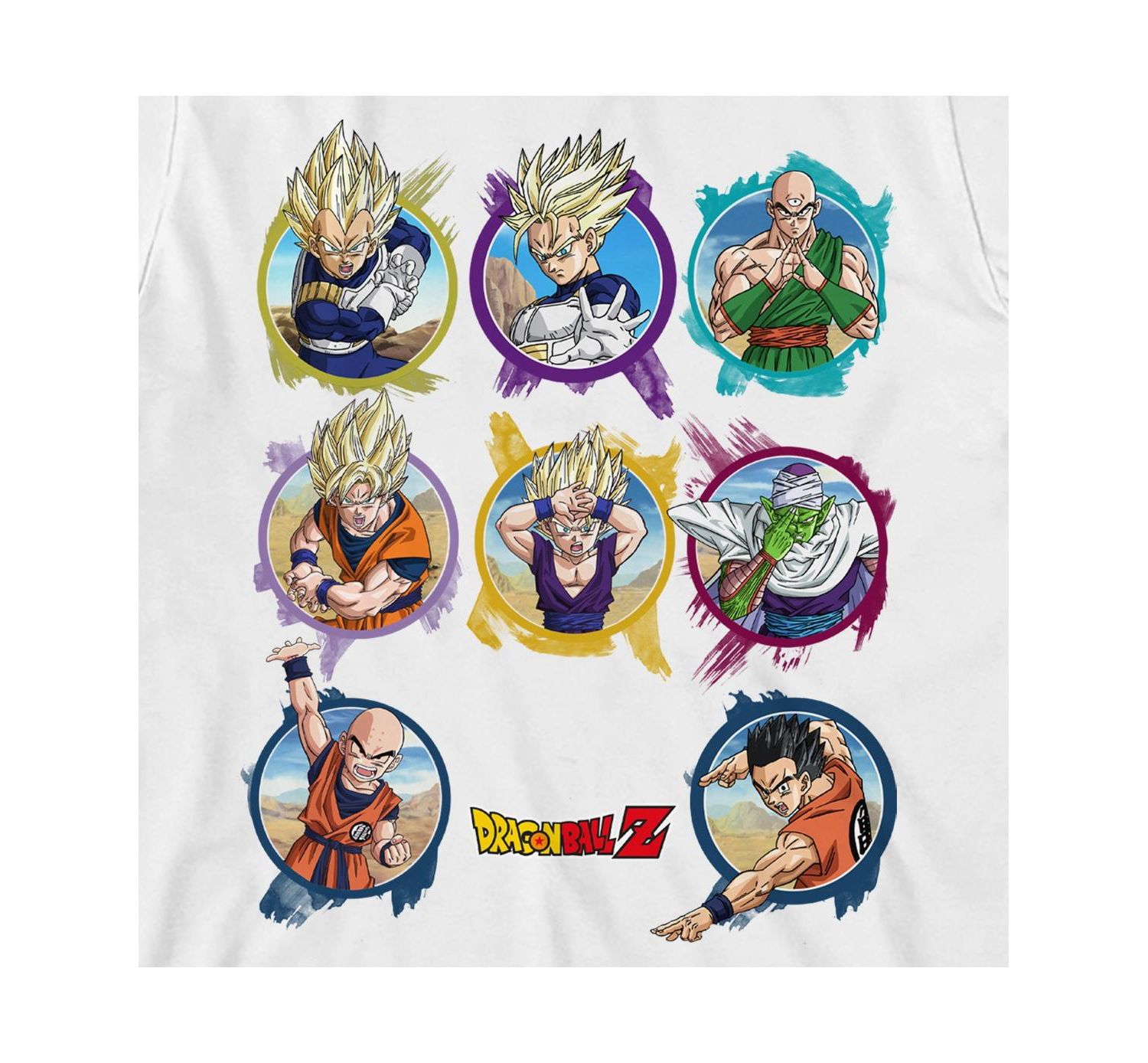 Character Circles Crew Neck Short Sleeve Boy's White T-shirt-XS