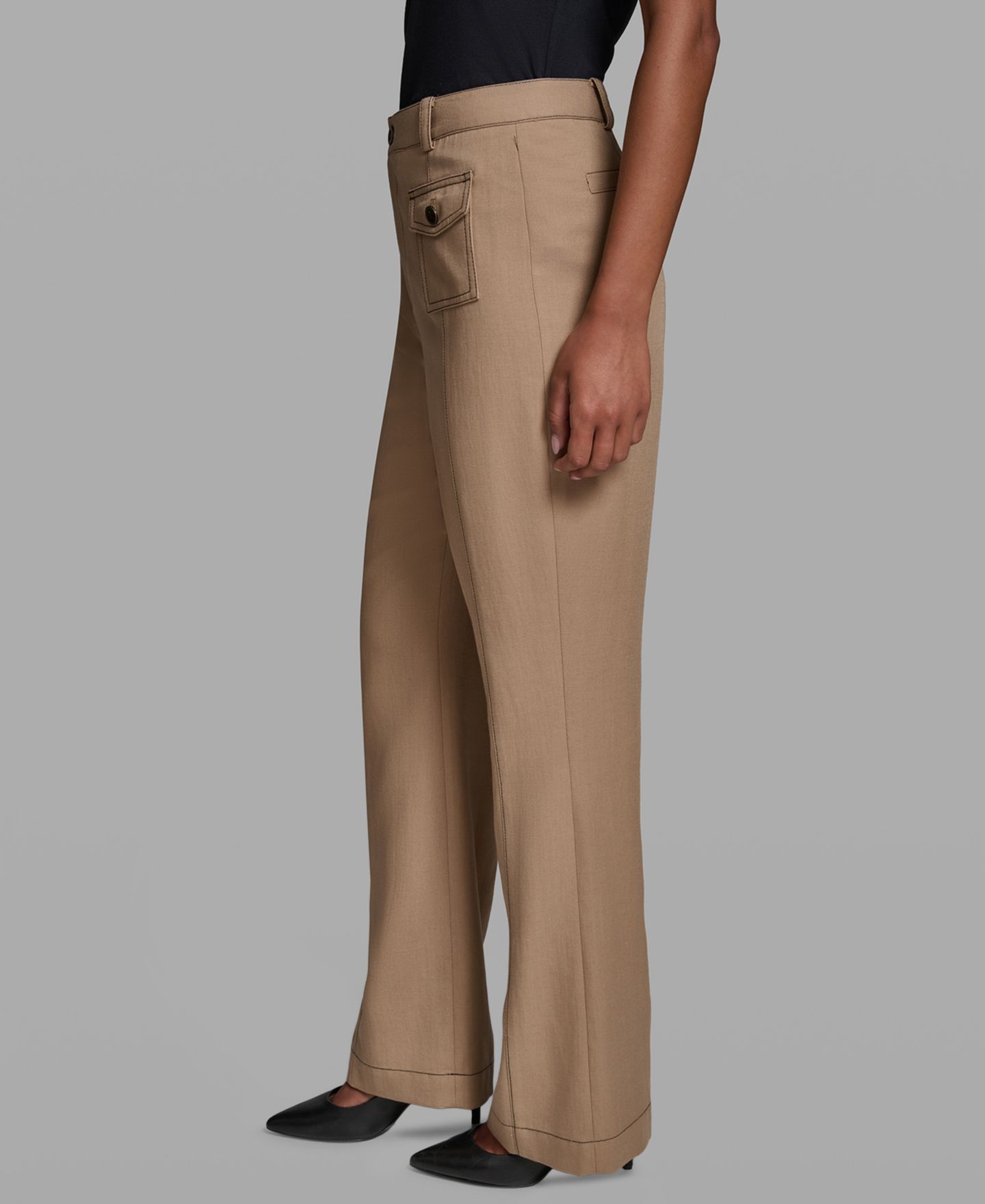 Женские брюки KARL LAGERFELD PARIS Front Pockets Mid-Rise Straight Long, цвет: Cartouche — фото 3