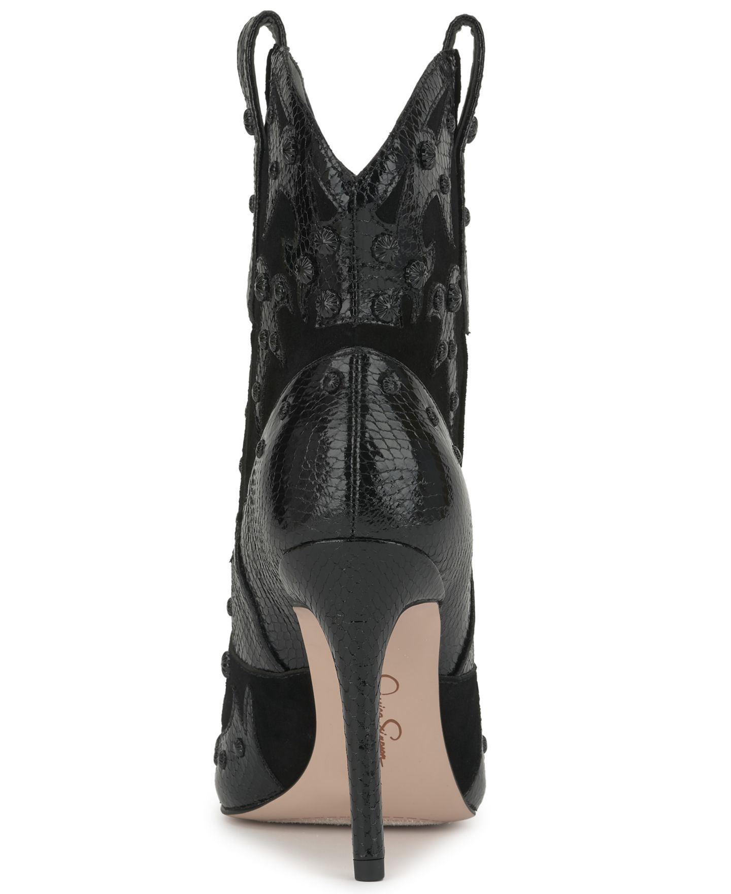 Женские ботинки Jessica Simpson Palieve Stiletto Studded Western Dress Booties, цвет: Чёрный кожаный — фото 3
