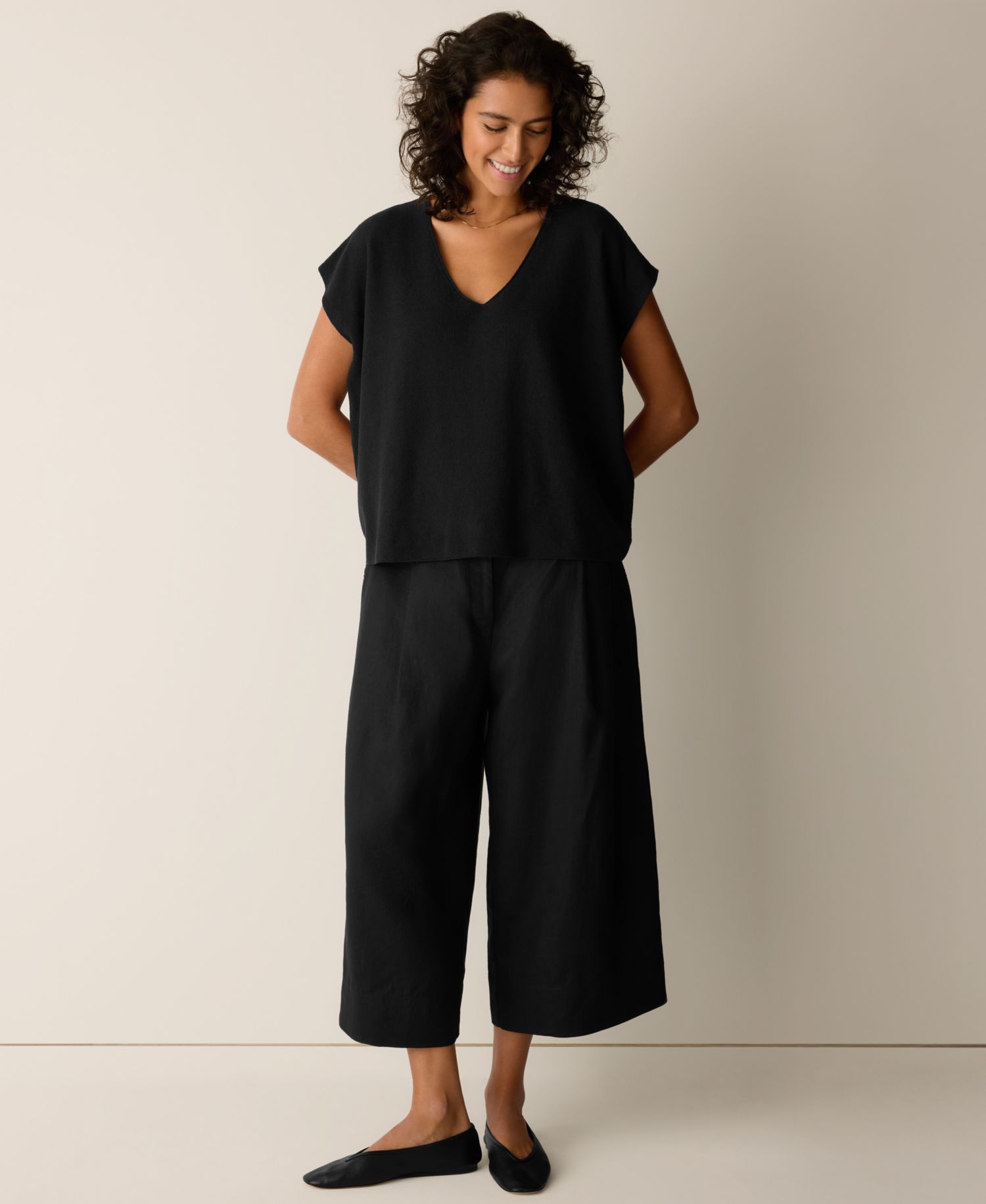 Women's V-Neck Cap-Sleeve Sweater