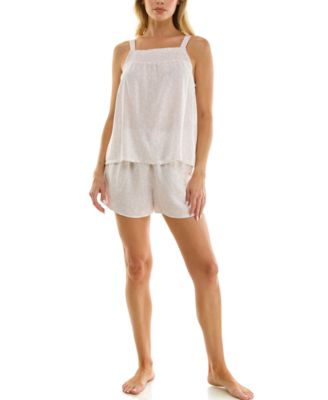 Women's Square Neck Cami Top and Pajama Shorts, 2-Piece Set