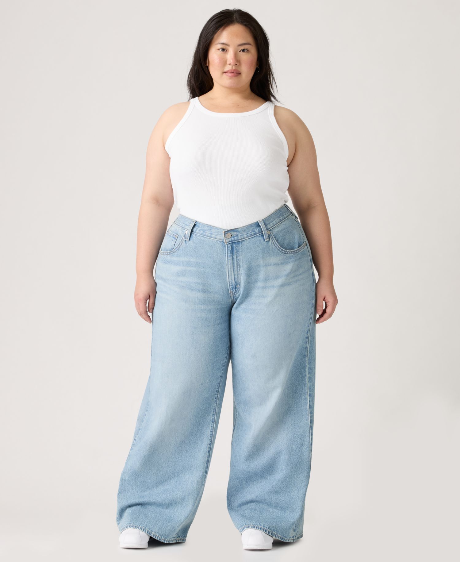 Women's Cinch-Waist Lightweight Baggy Jeans