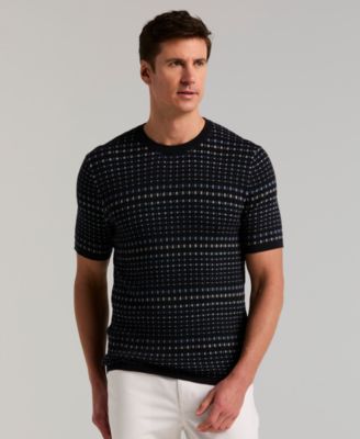 Men's Jacquard Multicolor Short-Sleeve Geometric Print Sweater
