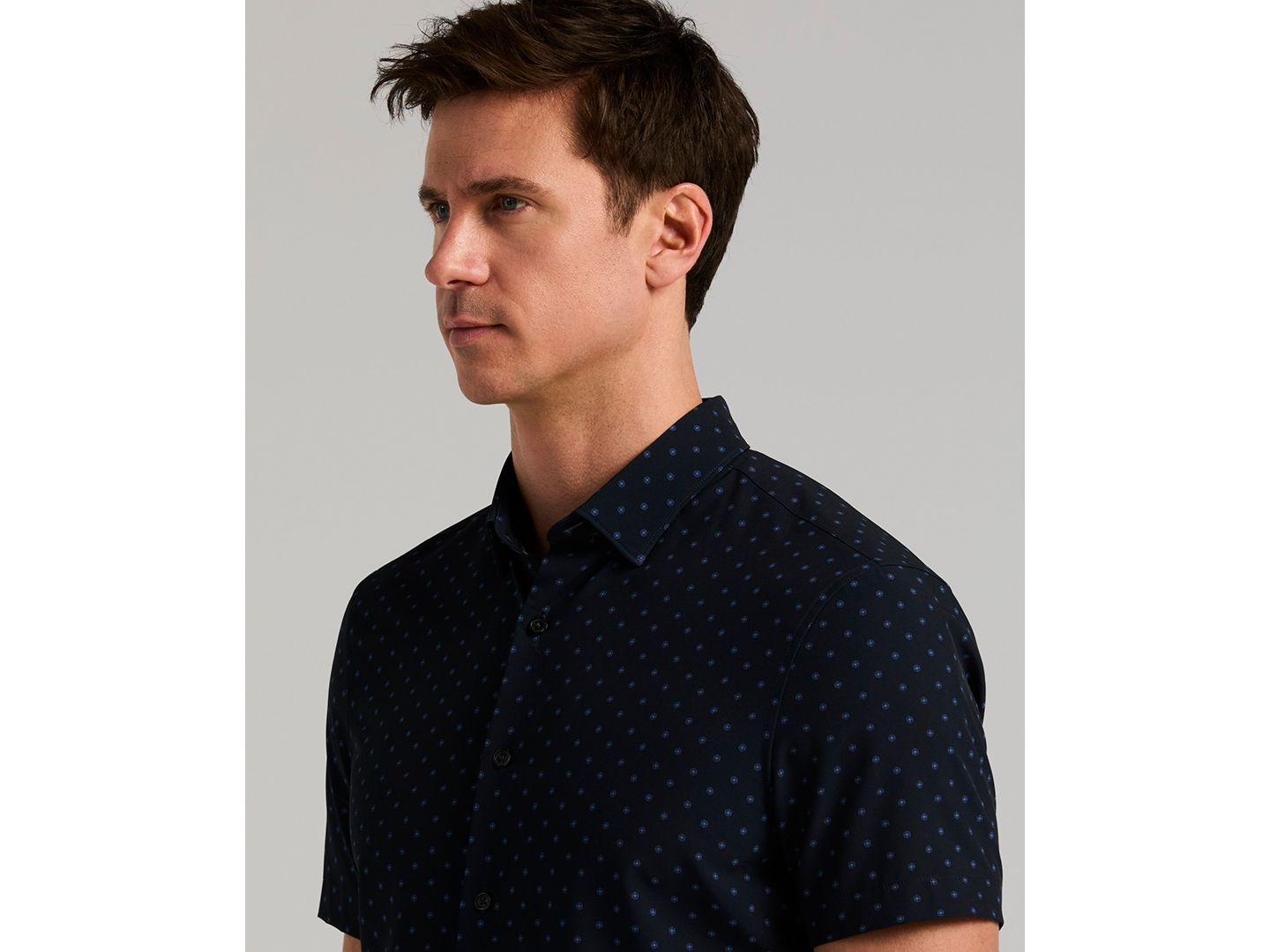 Мужская рубашка Perry Ellis Slim-Fit Hex Dot Print, цвет: Тёмный сапфировый — фото 3
