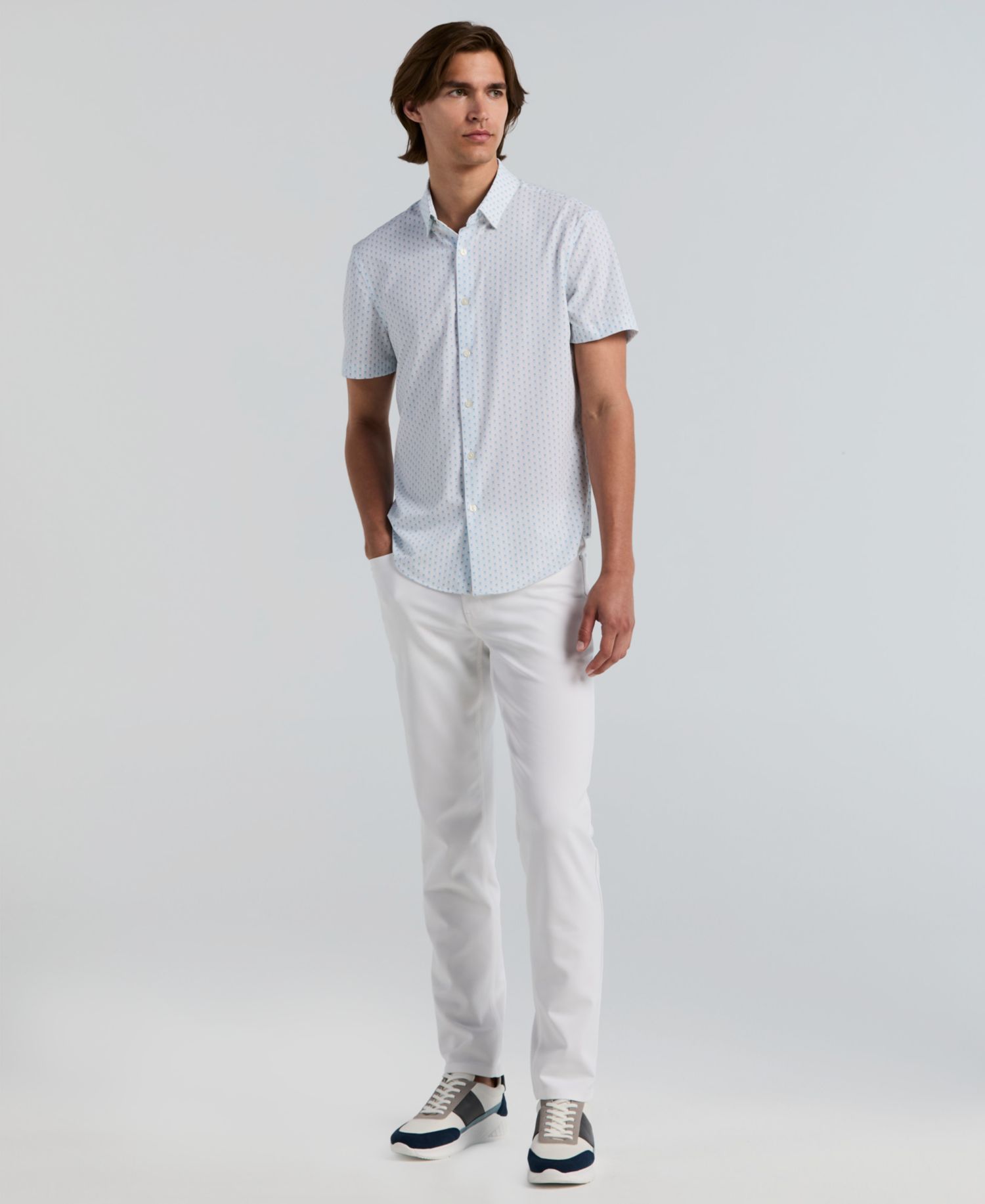 Men's Square Stripe Print Shirt