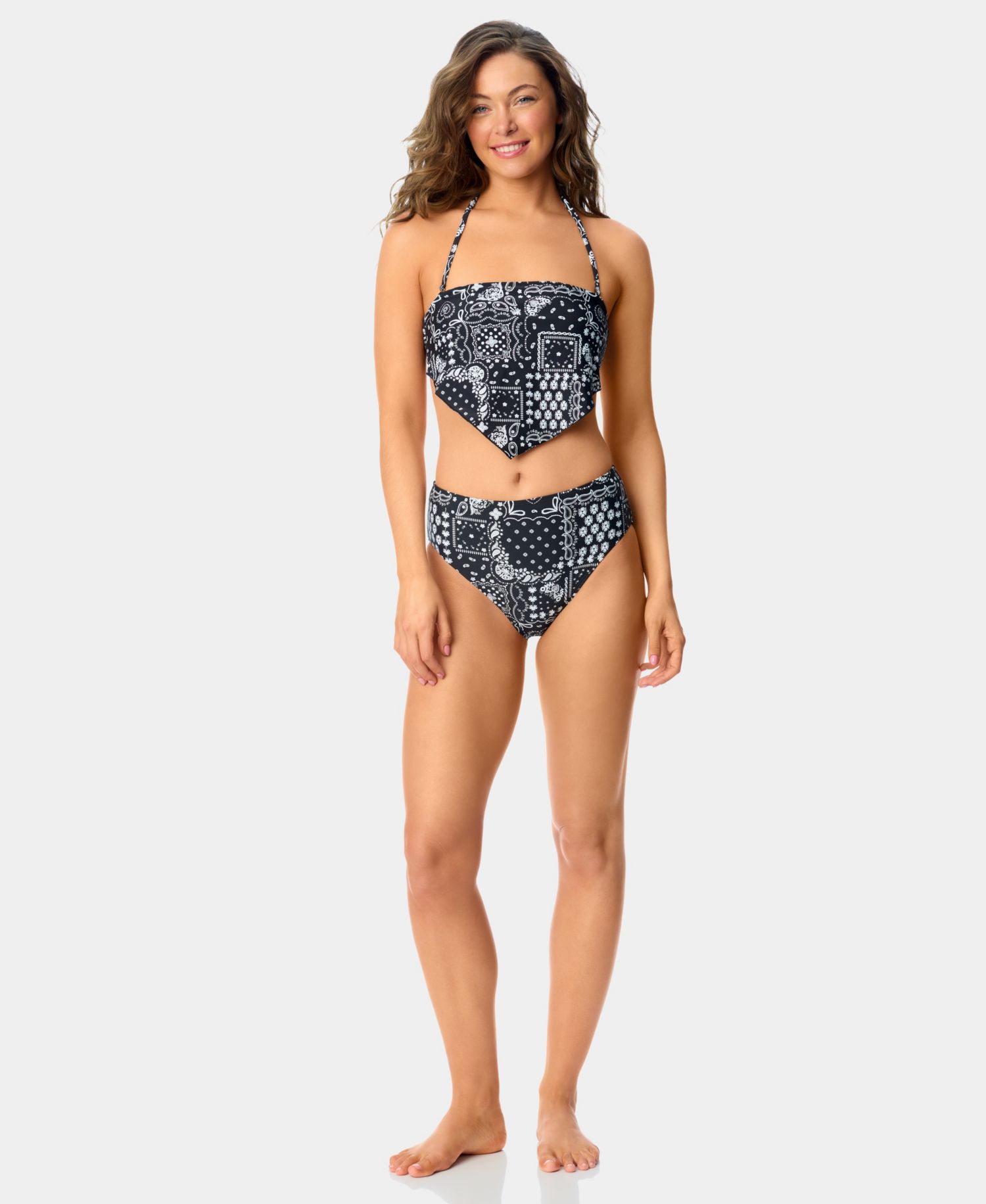 Women's Bandana Print High-Waist Swim Bottoms