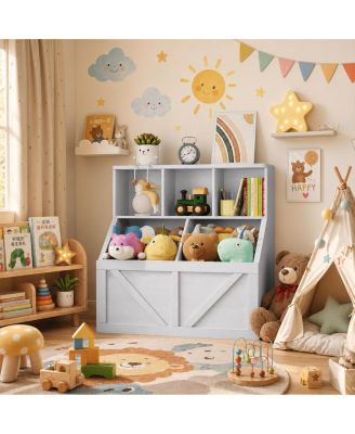 Kids Toy Storage Organizer, Kids Bookshelf and Toy Storage, Toddlers Bookshelf Toy Organizer for Kids Rooms Playroom Bedroom Nursery Daycare