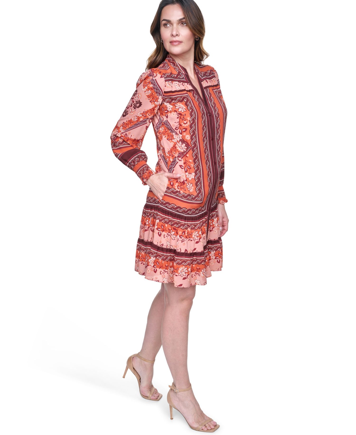 Women's Long-Sleeve Float Short Shirt-Dress
