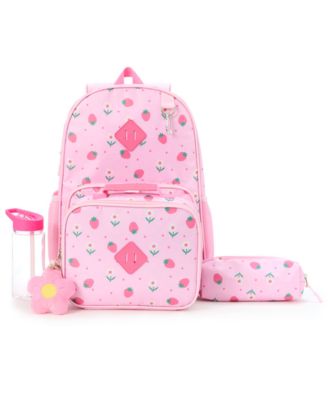 Girls' Watercolor Elevated Backpack, Lunchbox, Pencil Case Set, Water Bottle with Lavender Lid and Carabinar, 5-Piece Set