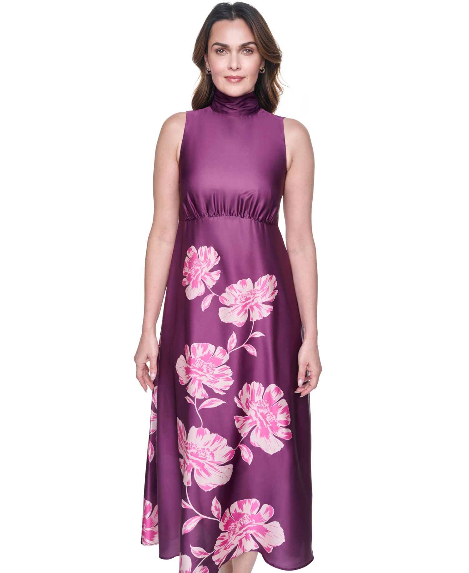 Petite Halter Neck Zipper Midi Dress