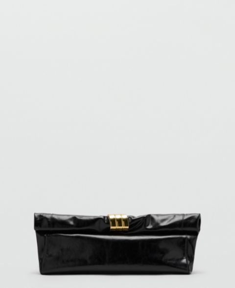 Женская сумка MANGO Starring Hailey Bieber Metal Detail Leather Handbag, цвет: Чёрный
