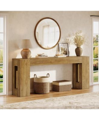 79-Inch Extra Long Console Tables for Entryway, Farmhouse Narrow Sofa Table Behind Couch with Thick Legs, Wooden Entryway Accent Furniture