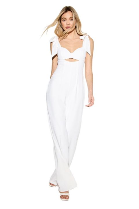 Женский комбинезон MissPap Bow Shoulder Wide Leg Jumpsuit, цвет: Белый