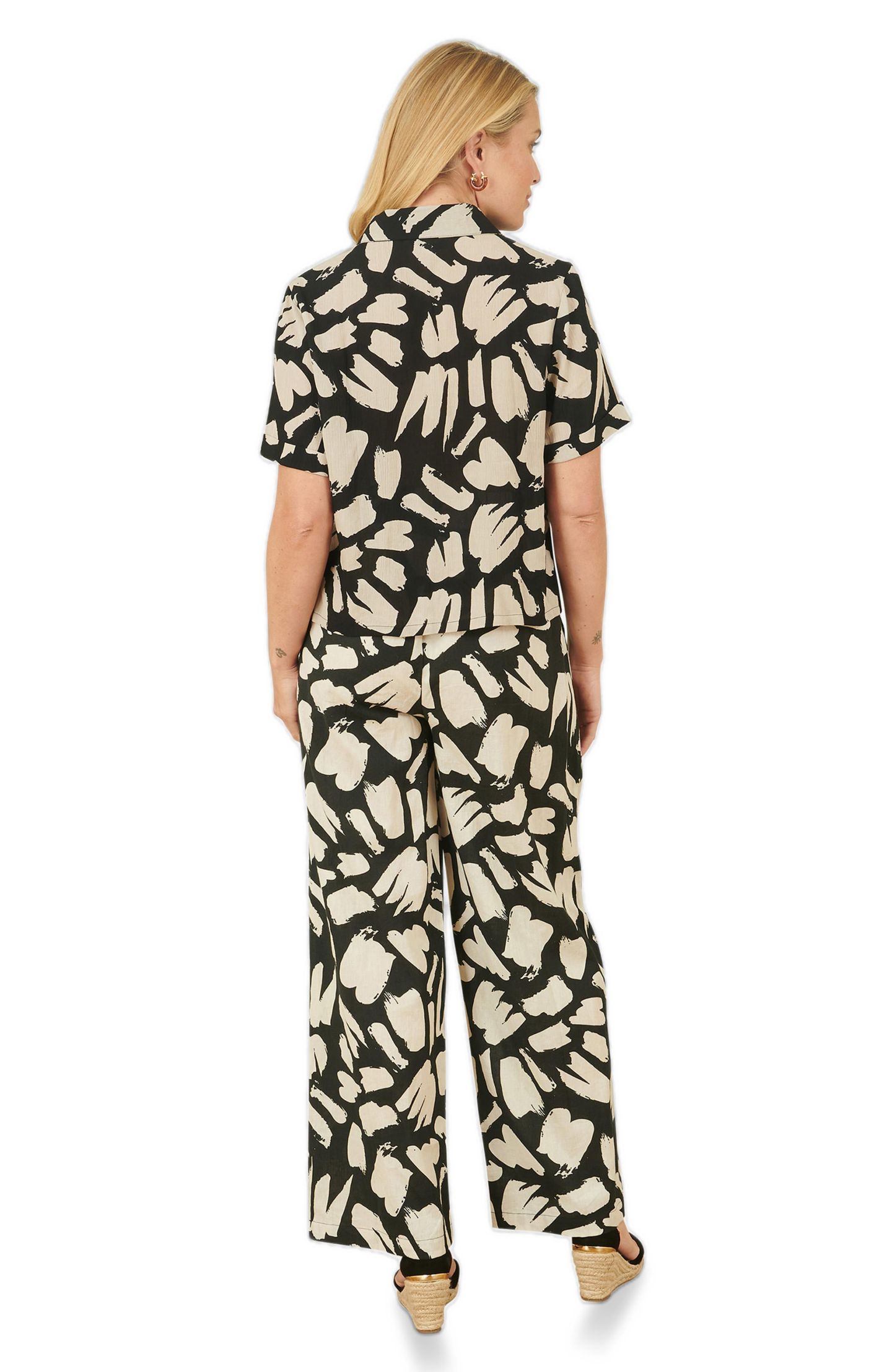 Женские брюки Yumi High Waisted Printed Wide Leg, цвет: Чёрный — фото 4