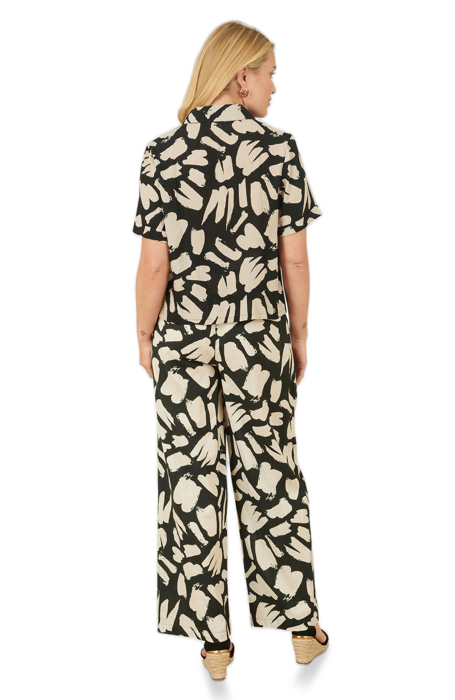 Women's High Waisted Printed Wide Leg Trousers