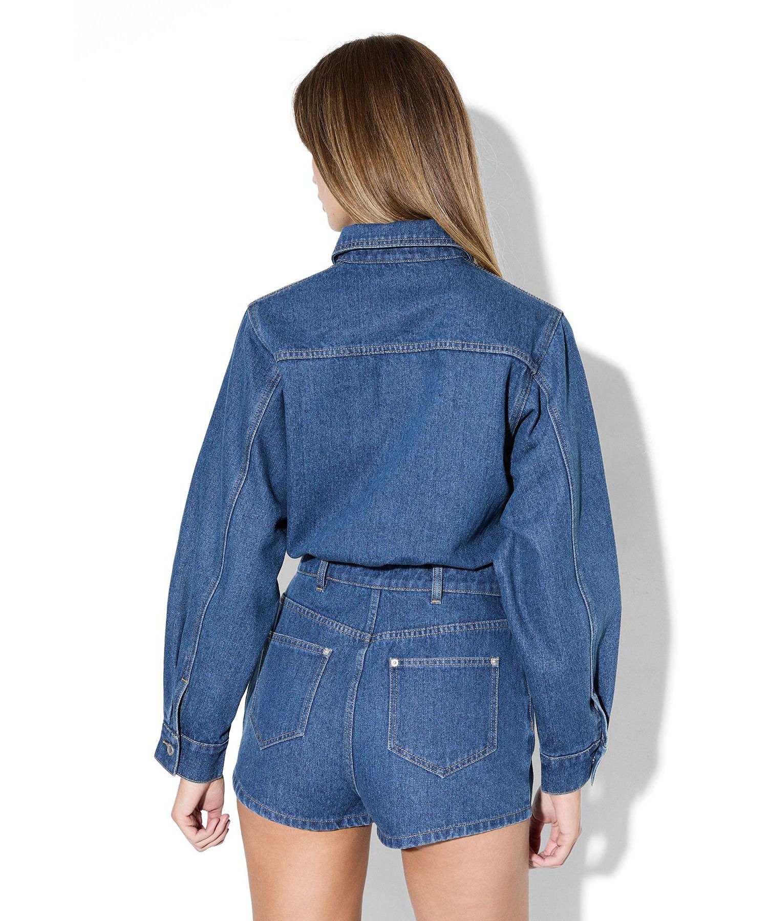 Women's Structured Shoulder Denim Playsuit