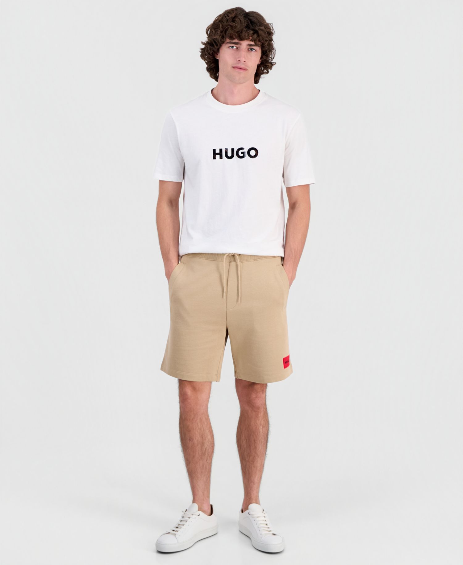 HUGO by Men's Diz222 Logo Patch Jersey Shorts