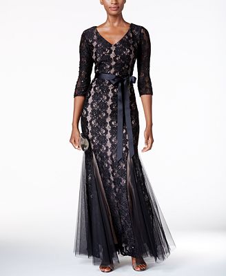 alex evenings sequined lace gown