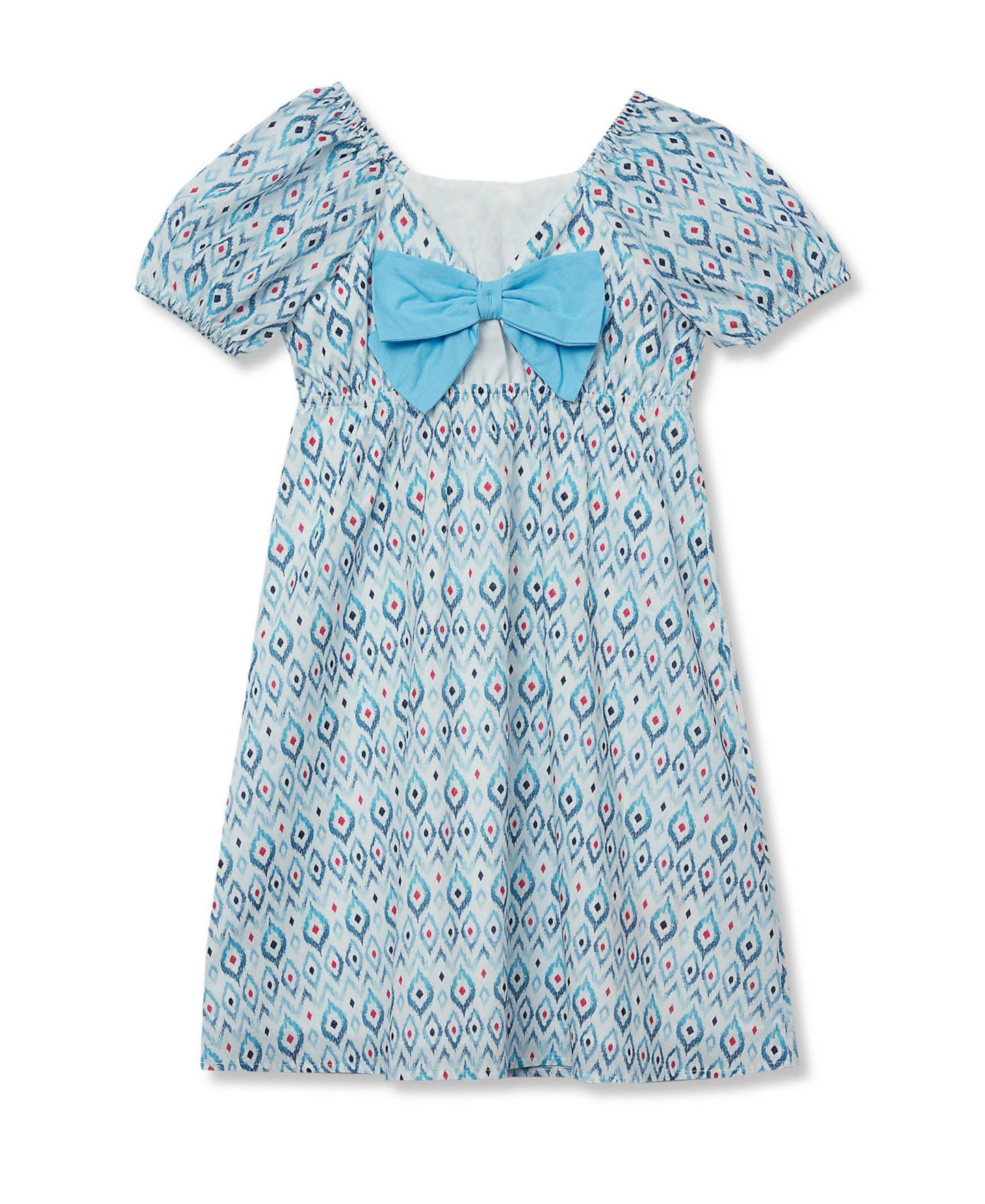 Платье Lands' End Short Sleeve Bow Dress для девочек, цвет: Синий — фото 2