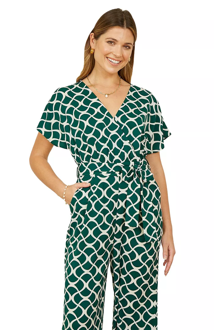 Women's Geometric Print Wrap Jumpsuit - thumbnail 2