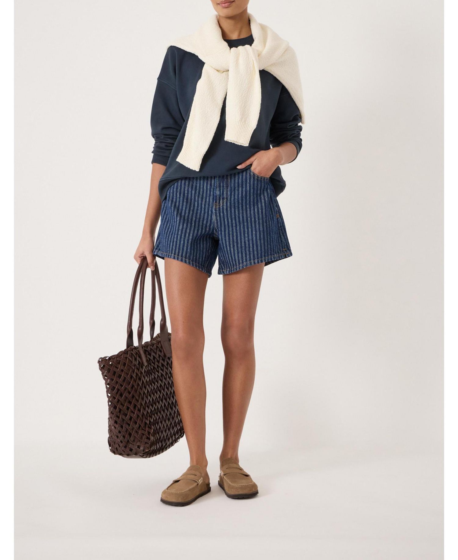 Women's Essential Denim Striped Shorts