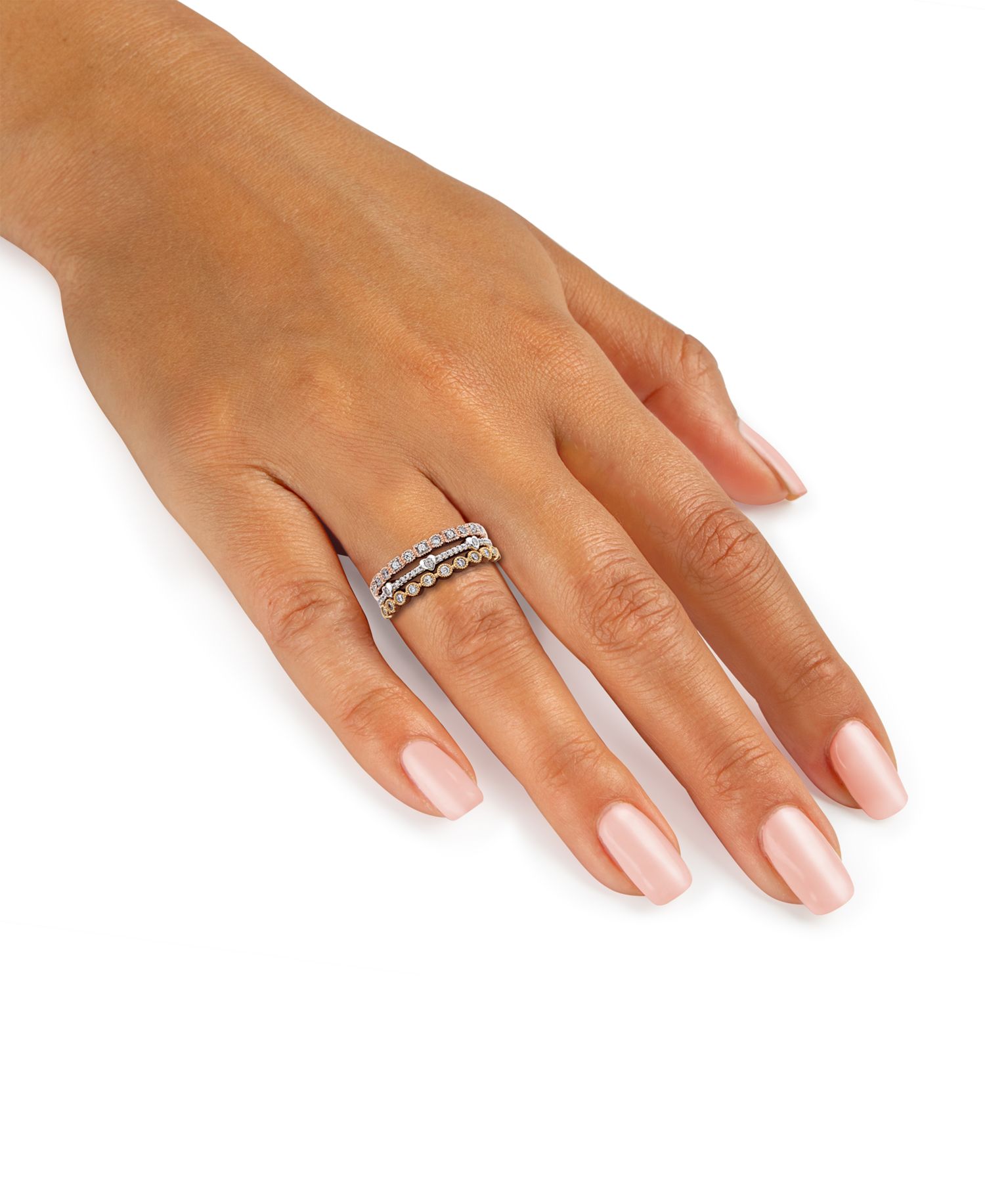 3-Pc. Set Diamond Stacking Rings (3/8 ct. t.w.) in 14k Gold, White Gold & Rose Gold