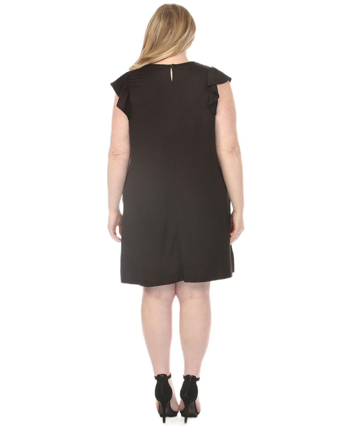 White Mark Plus Size Scoop Neck Flutter-Sleeve Maternity Dress view 5 — MAYCSS fashion products