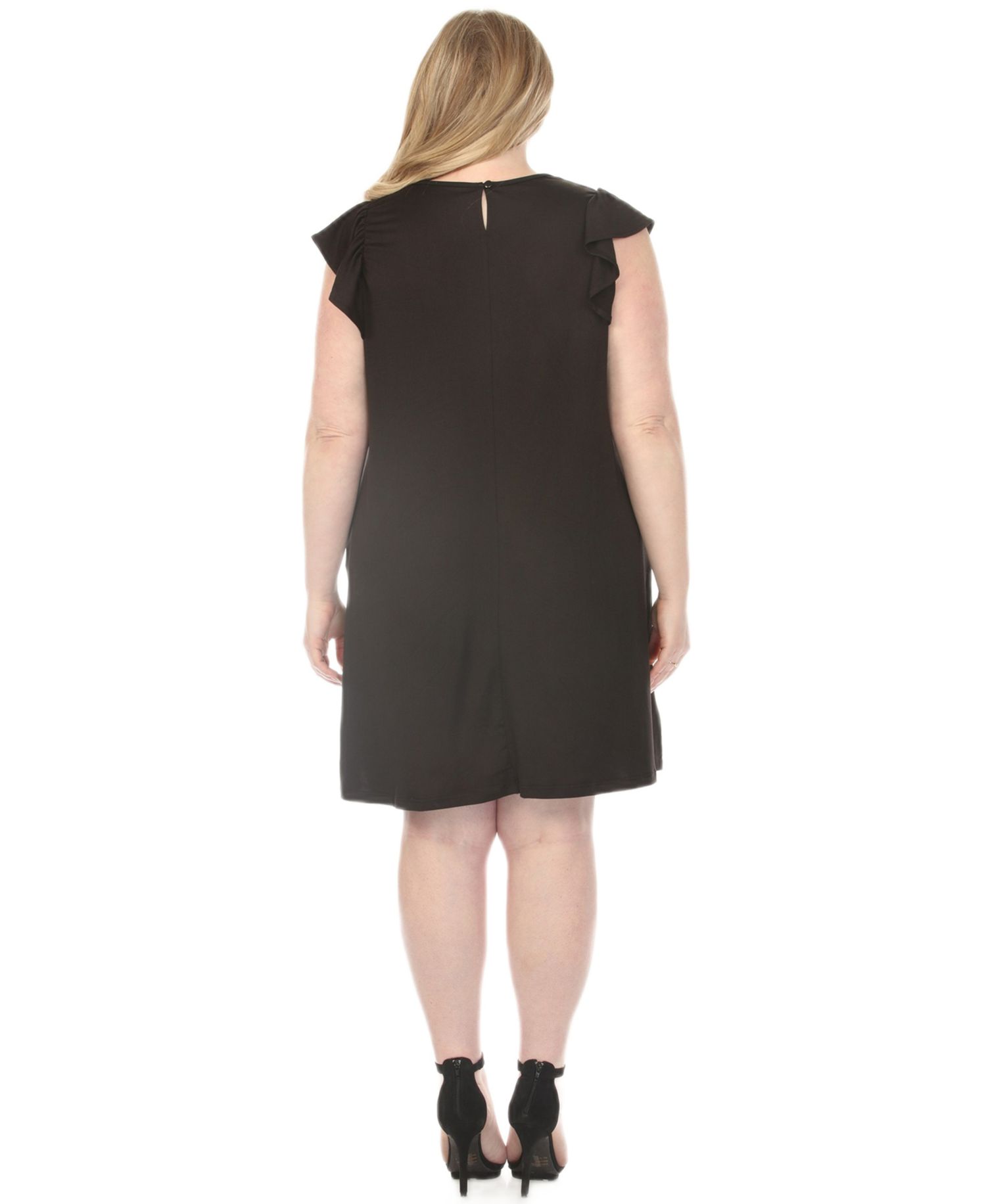 Plus Size Scoop Neck Flutter-Sleeve Maternity Dress