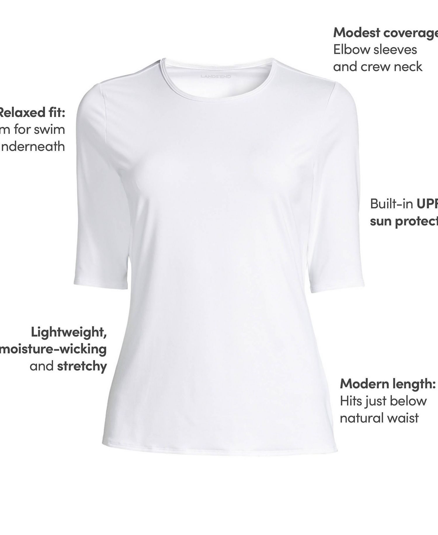 Women's SunShade UPF 50 Elbow Sleeve Rash Guard Swim Tee