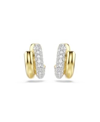 Gold-Tone Plated Gleaming Clear Crystal Pave Earrings