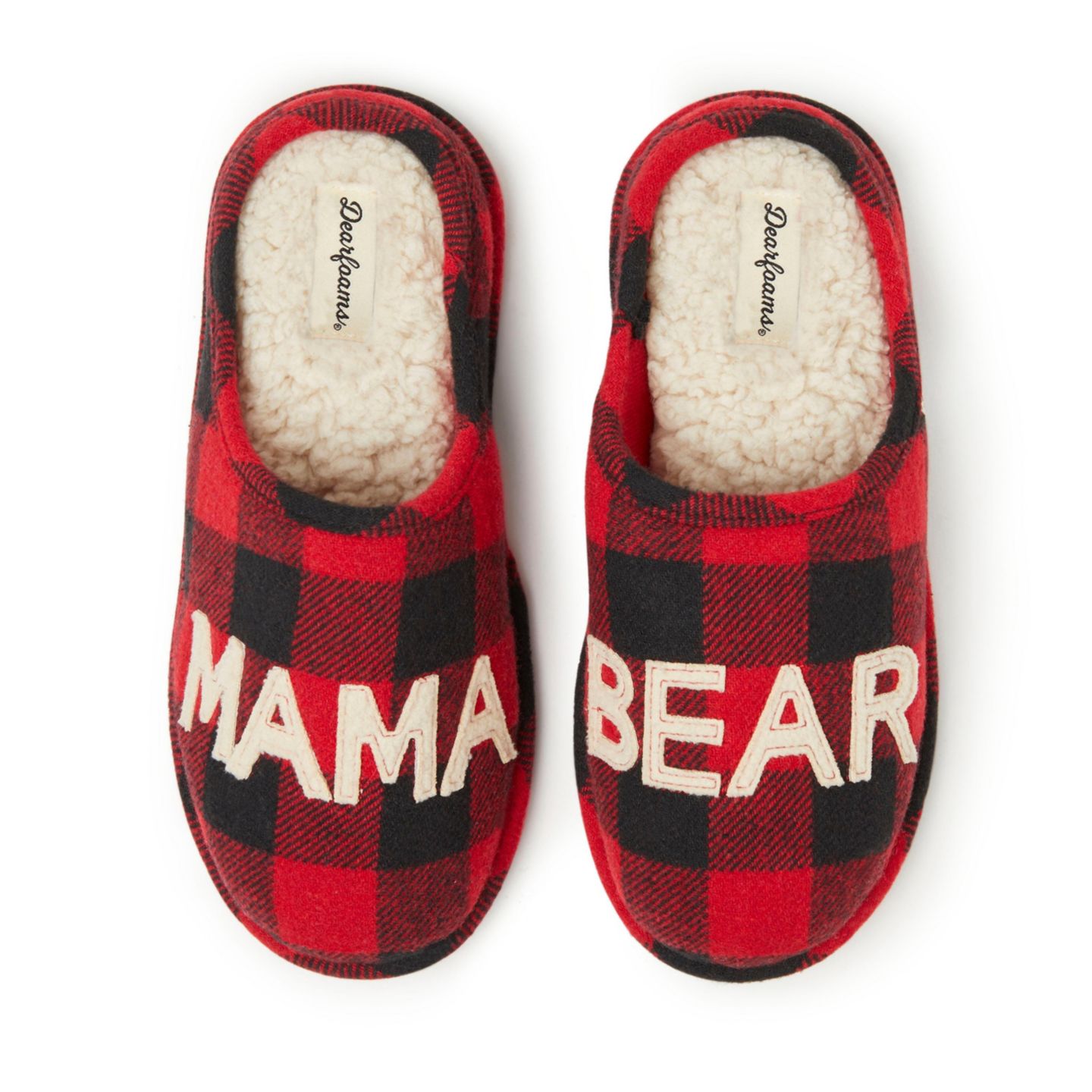 Женские сабо Dearfoams Buffalo Check Mama Bear Mom Clog House Slipper, цвет: Красный клетчатый — фото 6