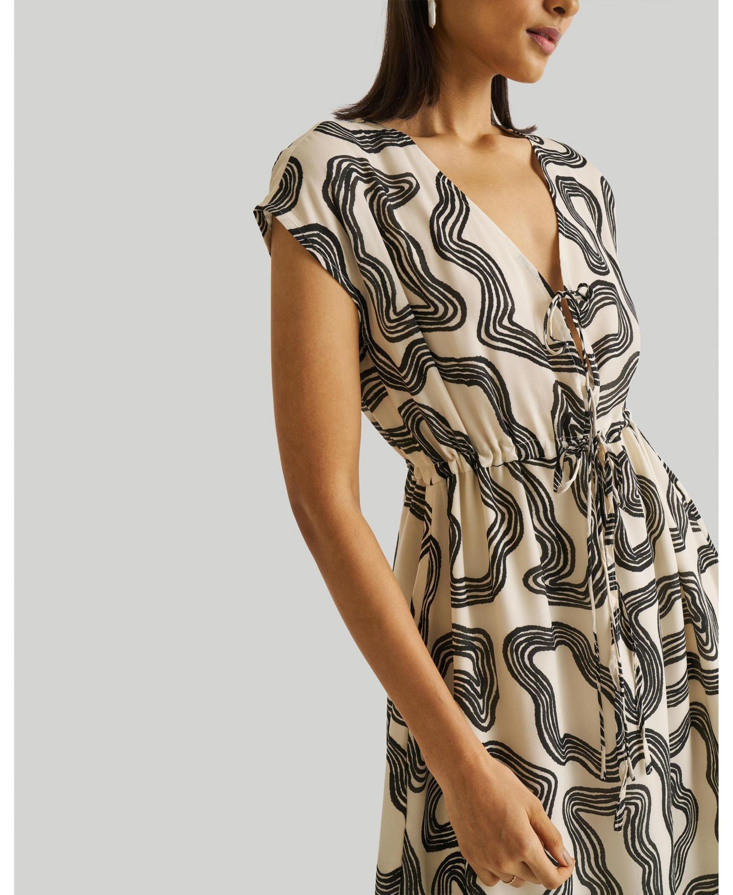 Women's Deep V-neck Gathered Dress